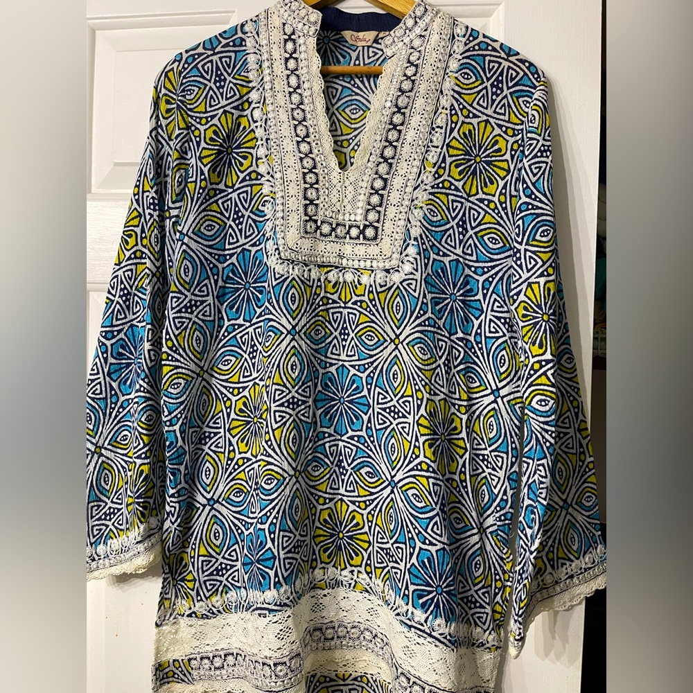 Sulu | Printed embroidered tunic top